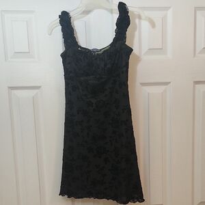 One Clothing Black Lace Chemise with Scalloped Trim